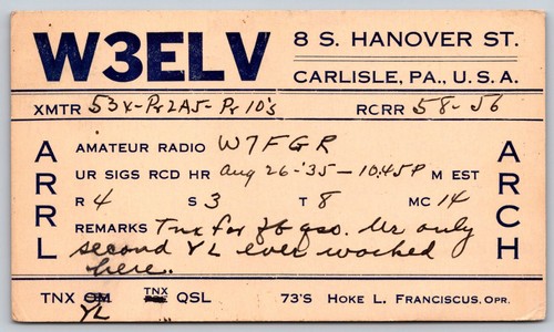 1935 radioamatore qsl - radioamatore,